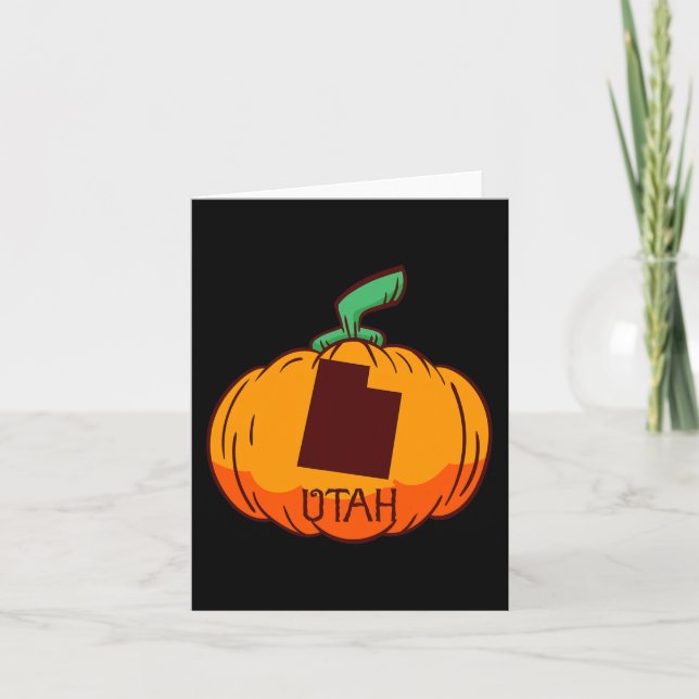 Cartão Utah EUA Pumpkin Halloween Art Design Call Se (Frente)