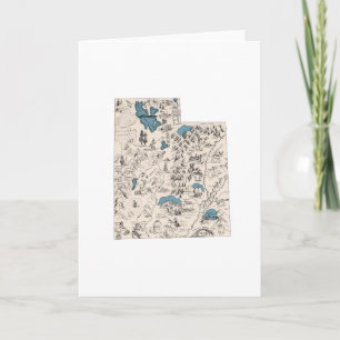 Cartão Utah Vintage Picture Map Large Greeting