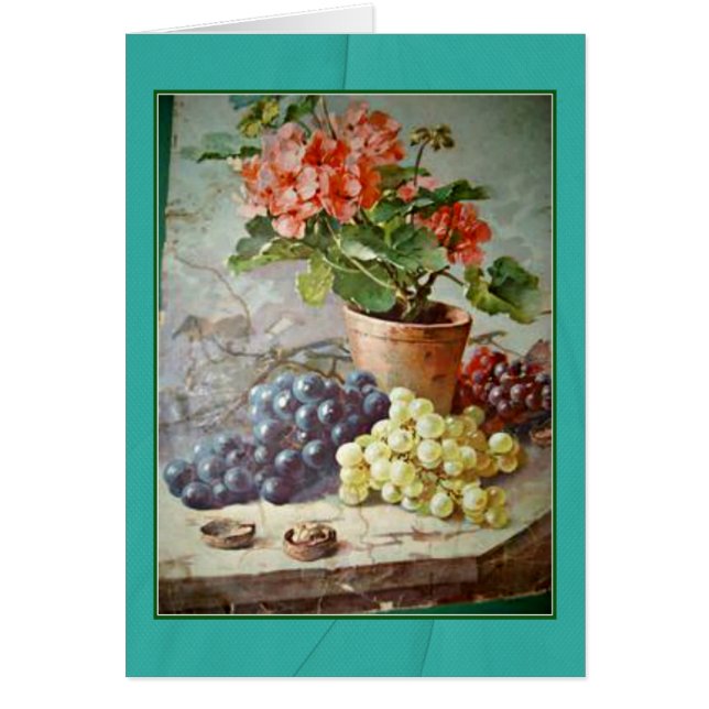Cartão Uvas cor-de-rosa do roxo dos gerânio de Klein (Frente)