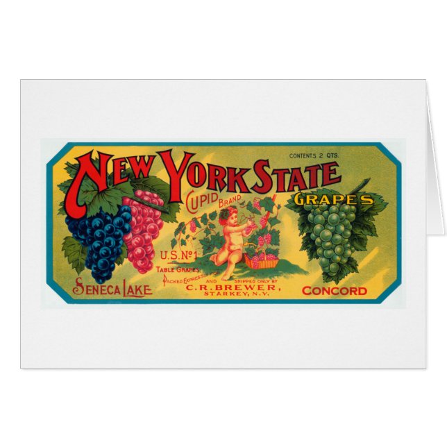 Cartão Uvas dos Estados de Nova Iorque (Frente Horizontal)