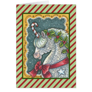 CARTÃO V DO UNICÓRNIO DO NATAL DO BASTÃO DE DOC