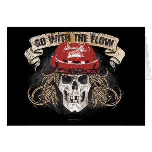 Cartão Vá com o vermelho do fluxo (cabelo do hóquei)