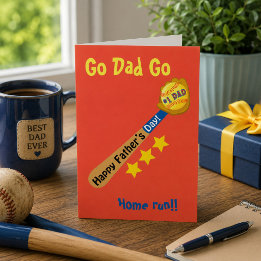 Cartão Vá Pai Vá Feliz Dia dos Pais Home run de beisebol