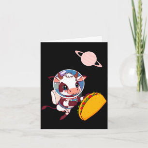 Cartão Vaca astronauta amante de taco celebra cinco de ma