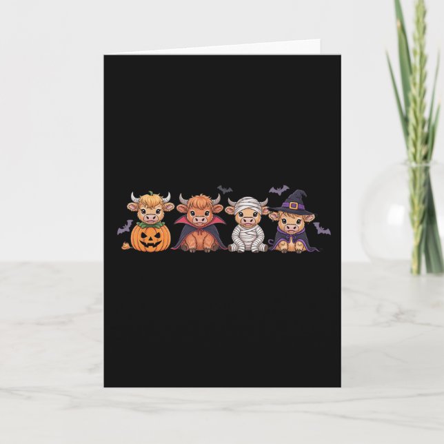 Cartão Vaca das Terras Altas de Halloween  (Frente)
