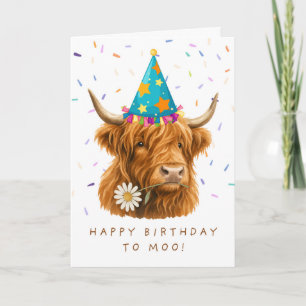 Cartão Vaca das Terras Altas Feliz Aniversário para Moo F