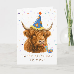 Cartão Vaca das Terras Altas Feliz Aniversário para Moo F