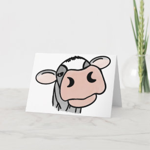 Cartão vaca de desenho animado preto branco rosa beijo ci