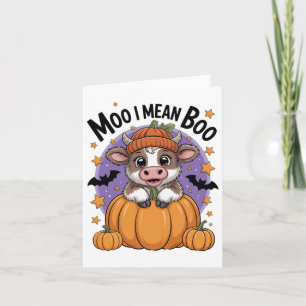 Cartão Vaca de Halloween Moo Quero Dizer Boo Fall