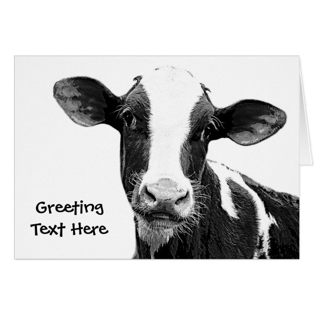 Cartão Vaca de leiteria - vitela preto e branco da (Frente Horizontal)