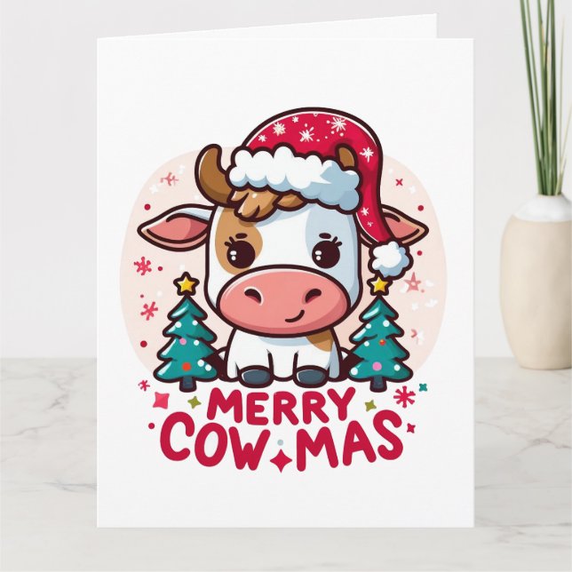 Cartão Vaca de Natal "Feliz Cowmas" (Frente)