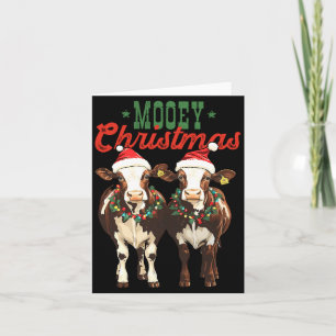 Cartão Vaca de Natal Mooey Com Chapéus de Papai Noel Luze