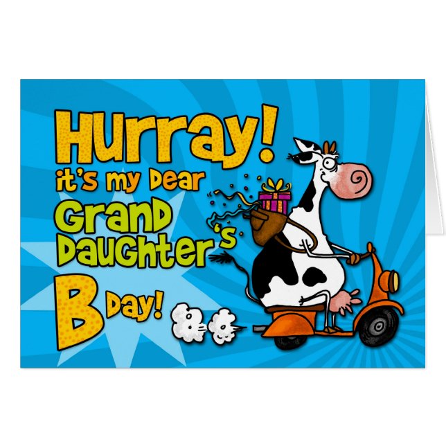 Cartão vaca do patinete do BD - filha grande (Frente Horizontal)