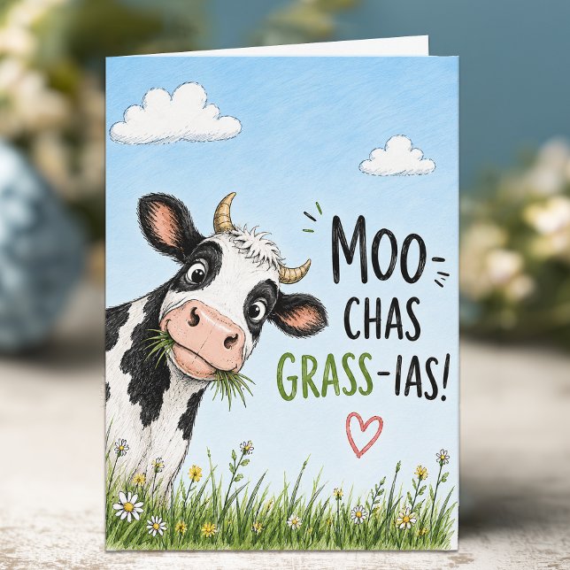 Cartão Vaca Engraçada Obrigada (Funny Cow Thank You Card)