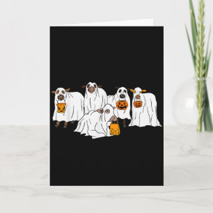 Cartão Vaca Fantasma Engraçada Dia das Bruxas Fazendeiro 