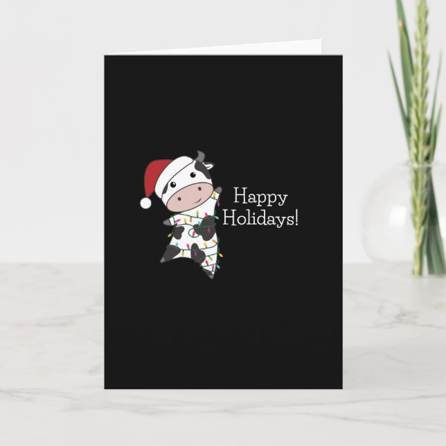 Cartão Vaca Feliz Natal Vacas De Inverno (Frente)