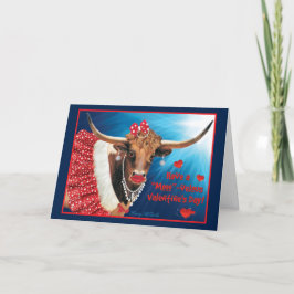 Cartão Vaca Longhorn Romântica do Dia dos Namorados