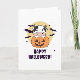 Cartão Vaca Na Pumpkin Cuecas Feliz Dia das Bruxas
