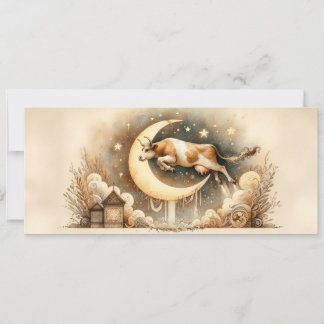 Cartão Vaca Pulando Sobre A Placa De Saudação Simples Da