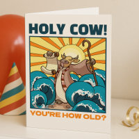 Vaca Santa Engraçada! Você é muito velho? Cartoon 