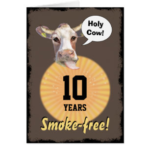 Cartão Vaca santamente - 10 anos sem fumo!