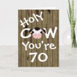 Cartão Vaca santamente engraçada você é o aniversário 70<br><div class="desc">Vaca santamente cómico você é cartão de 70 aniversários.  O cumprimento e a idade podem ser alterados. Cumprimento como segue:
 Esquerdo interno:  Bem,  Um,  o que eu signifiquei realmente era… Direito interno:  Feliz aniversario!  Você é ainda lookin sensacional em 70!  Seriamente:)  
 Alguns gráficos por Trina Clark em DigiScrapKits.com. ~</div>