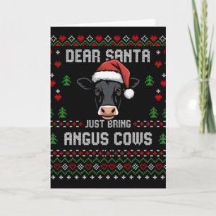 Cartão Vacas Angus Natal Gado de Corte Ugly Xmas Suéter