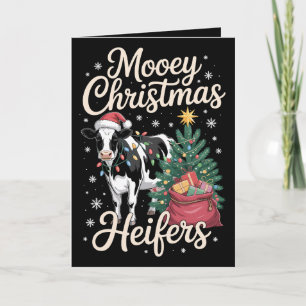Cartão Vacas Natal Bezerras Chapéu de Papai Noel Árvore d