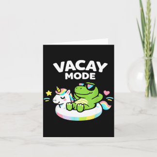Cartão Vacay Mode Cute Dinosaur Unicorn Float Vacation