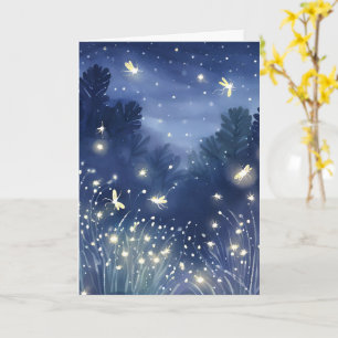 Cartão Vaga-lumes à Noite   Vaga-lume Azul Aquarela