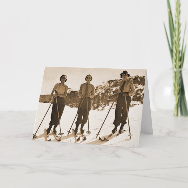 Cartão Vagabundos de esqui 1942 do esqui ' das mulheres (Frente)