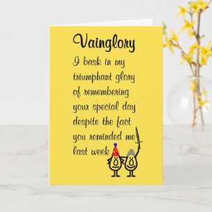 Cartão Vainglory Um Poema Divertido de Aniversário Feliz