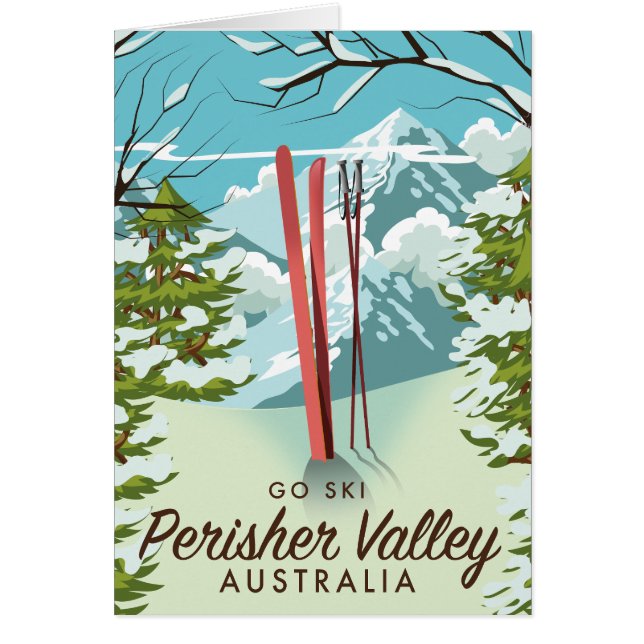 Cartão Vale de Perisher Austrália esqui. (Frente)