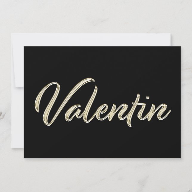 Cartão Valentin Name White gold Handwrite Karte (Frente)