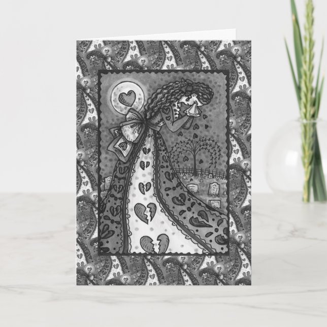 Cartão VALENTINA DESFEITA CHORANDO, CEMITÉRIO Em Branco (Frente)