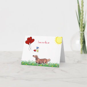 Cartão Valentine de Dachshund de Cabelo Comprido 