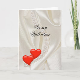 Cartão Valentine for wife Two Hearts and Pearls