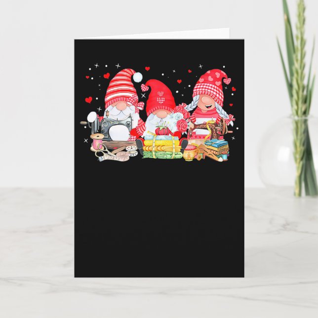 Cartão Valentine Gnome Quilting Sewing Seamstress Women M (Frente)