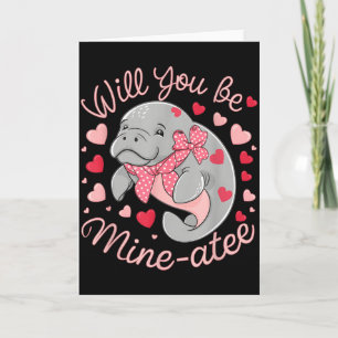 Cartão Valentine Manatee Animal Cute Corações Você Será M