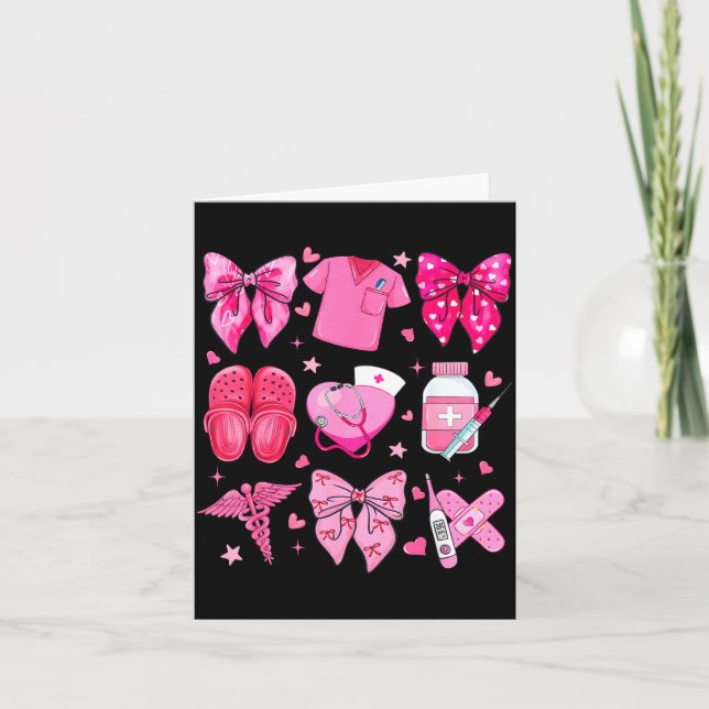 Cartão Valentine Nurse Nk Bow Rn Pct Cna Nurse Girl Women (Frente)