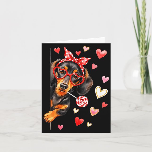 Cartão Valentine’s Day Dog Cute Dachshund Dogs For Dog Mo (Frente)