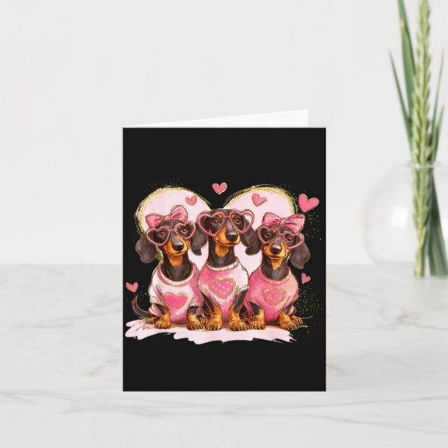 Cartão Valentine’s Day Dog Cute Dachshund Dogs For Dog Mo (Frente)