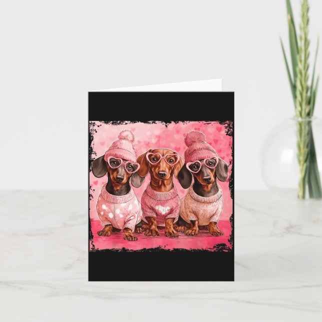 Cartão Valentine’s Day Dog Cute Dachshund Dogs For Dog Mo (Frente)