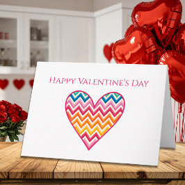 Cartão Valentine’s Day for Wife - Chevron Heart Pink Love