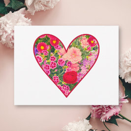 Cartão Valentine’s Day Gift - Pink Floral Heart Love