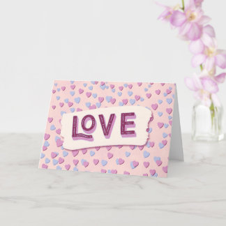 Cartão Valentine’s Day Love Pink and Blue Hearts