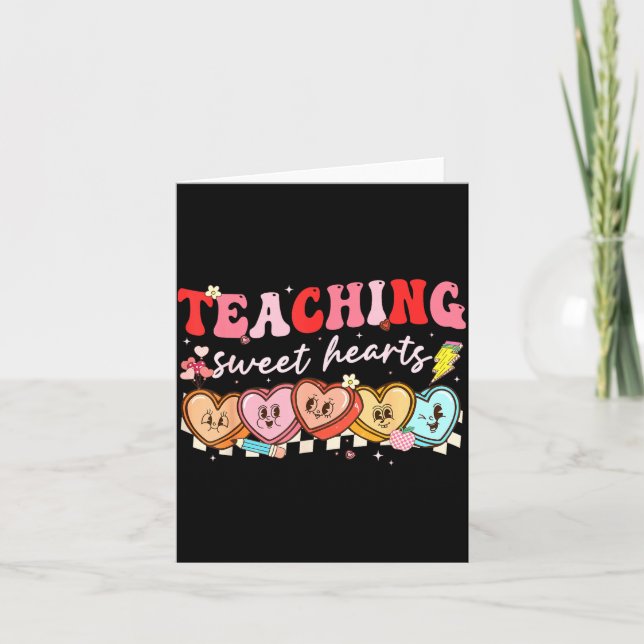 Cartão Valentine Teaching Sweet Hearts Teacher Men Women  (Frente)