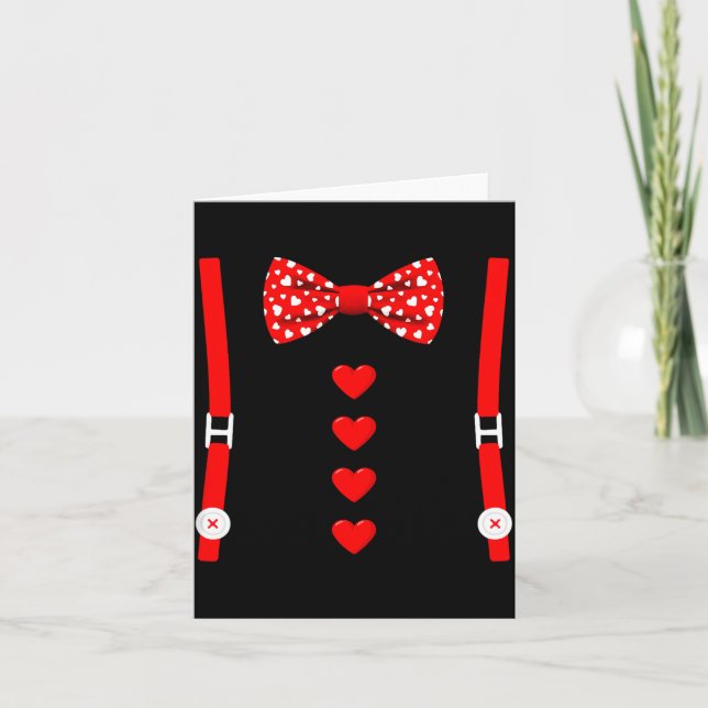 Cartão Valentine Tuxedo Heart Outfit Funny Love  (Frente)