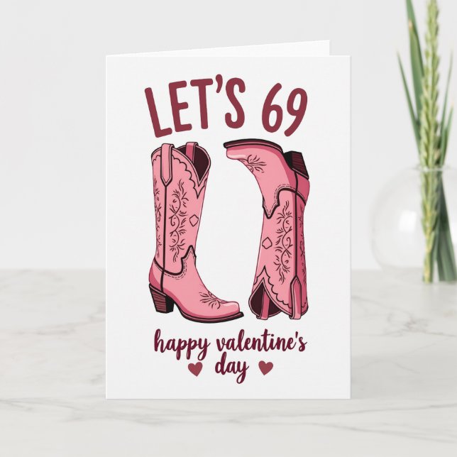 Cartão Valentines 69 Pink Boots Card (Frente)