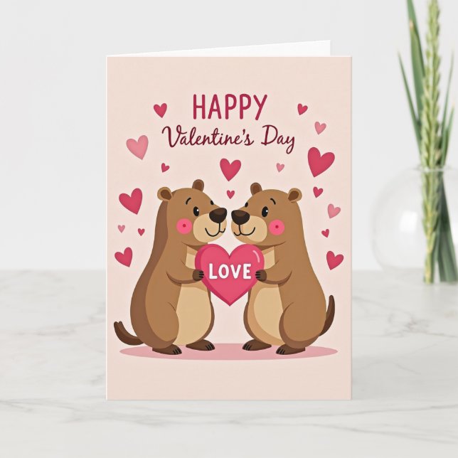 Cartão Valentines Cute Bear Couple Love Card (Frente)